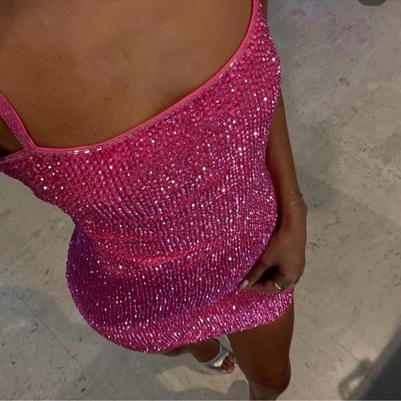 h:ours Juniper Mini Dress in Hot Pink - Picture 2 of 12